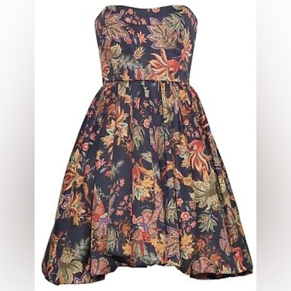 Cara Cara Strapless Bubble Veronica Mini Dress in Multi Jacobean Black - 4 - Picture 7 of 7